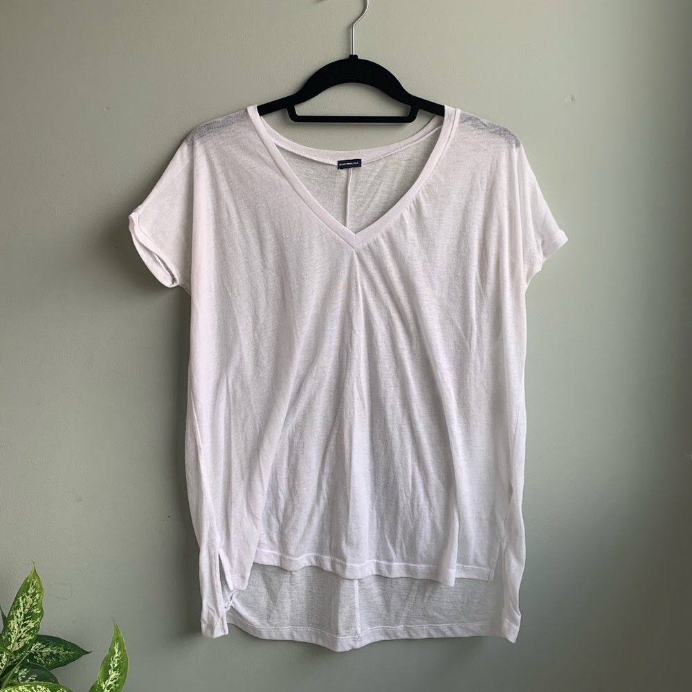 Brandy Melville Sheer White Flowy T-Shirt